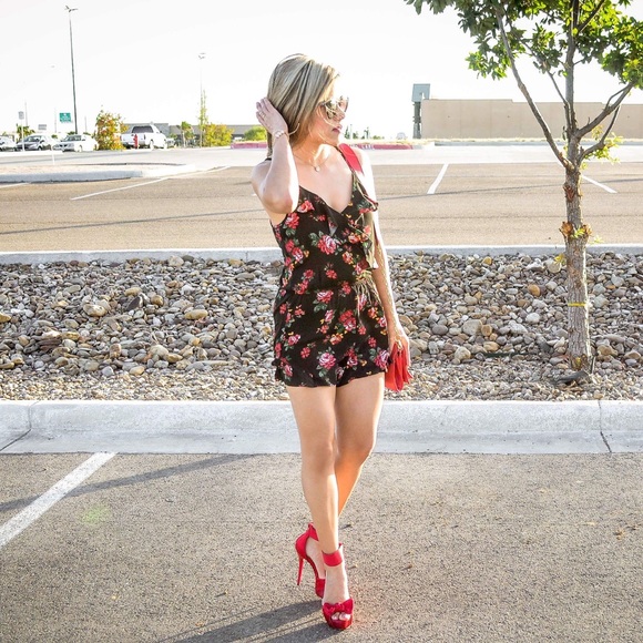 Pants - Floral Romper Pants - Floral Romper